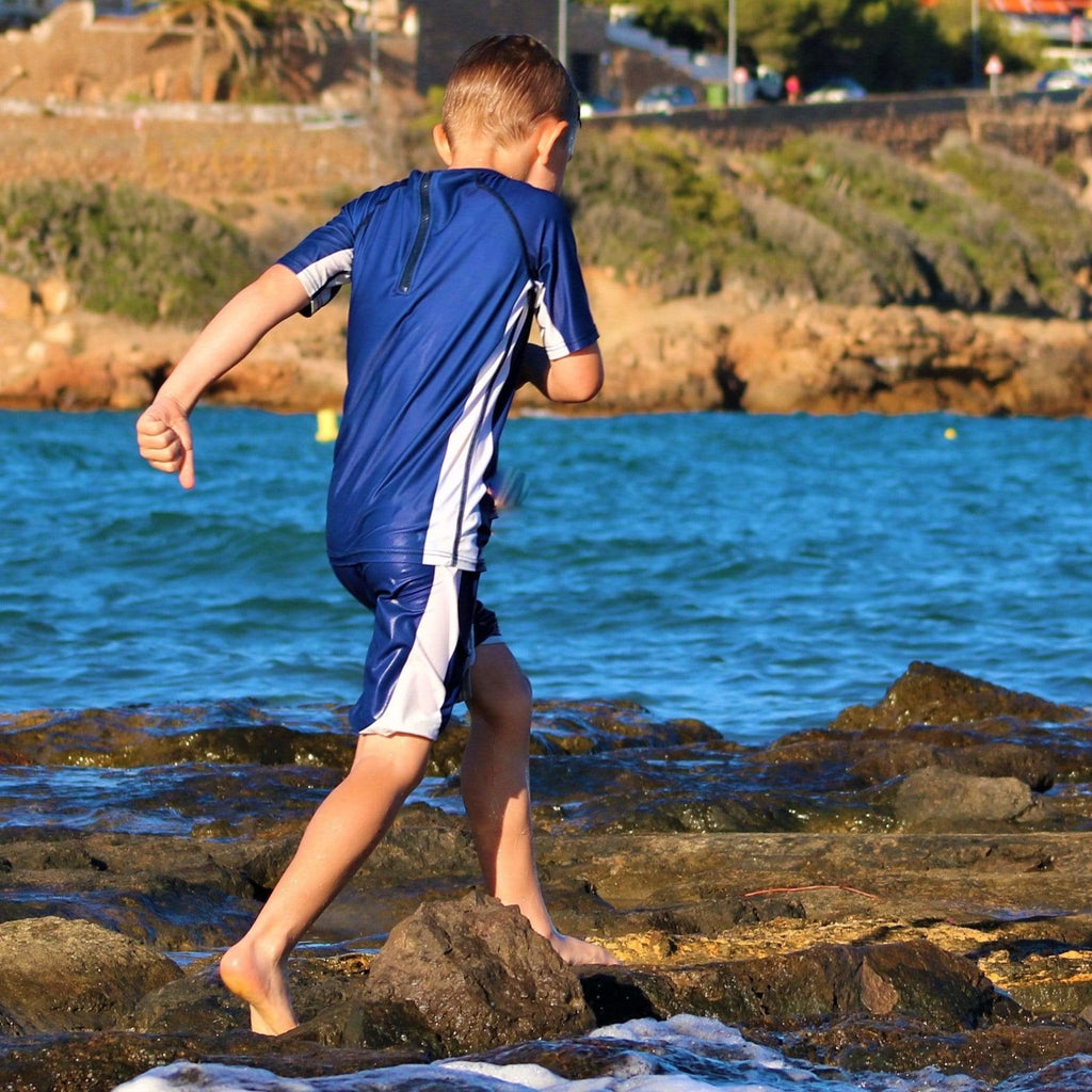 Sea Breeze Kids Navy Swim Shorts with white side panel Age 4-11yrs - Jody and Lara