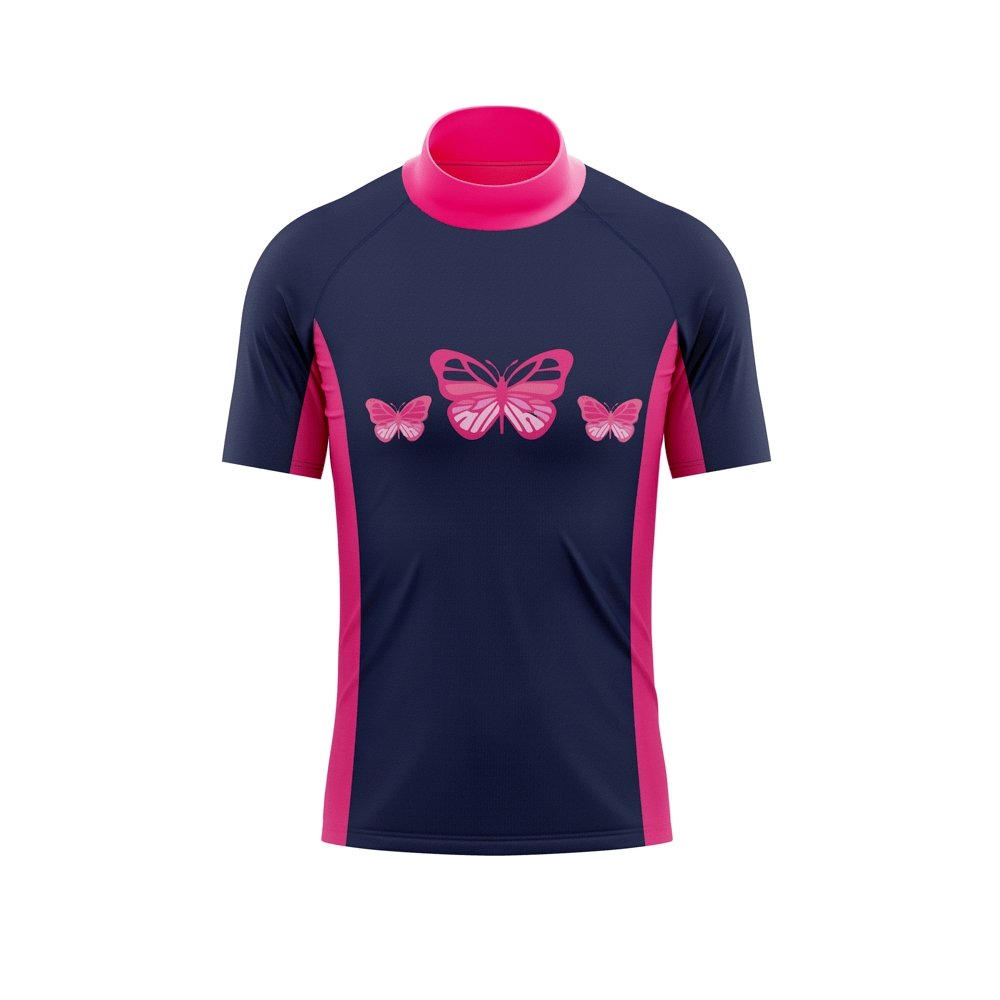  Girls Short Sleeve Rash Vest Kids UPF50+ UV swimwear beachwear 4-5yrs 6-7yrs-8-9yrs 10-11yrs- Jody and Lara