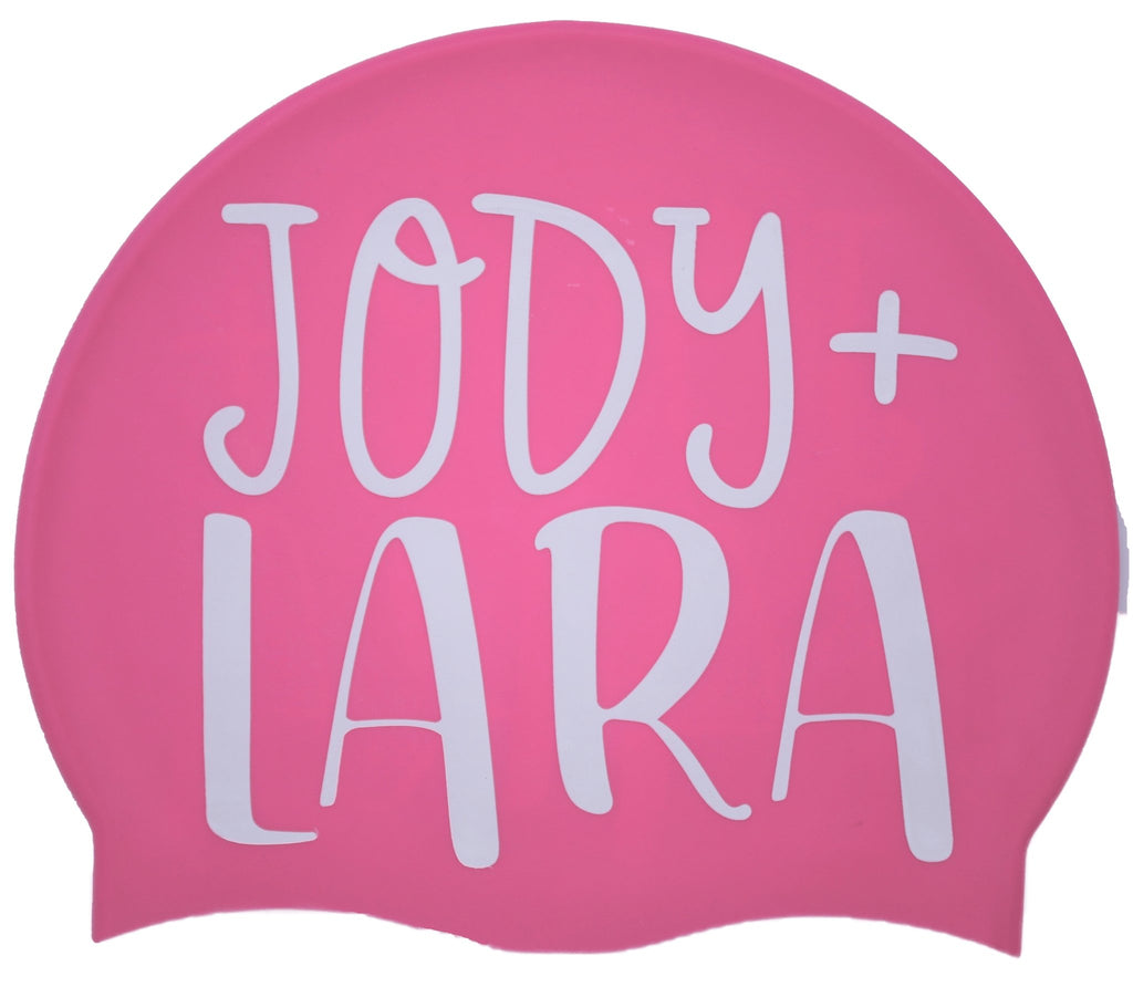 Beach Butterfly Pink and White Jody and Lara 100% Silicone Swimhat - Jody and Lara