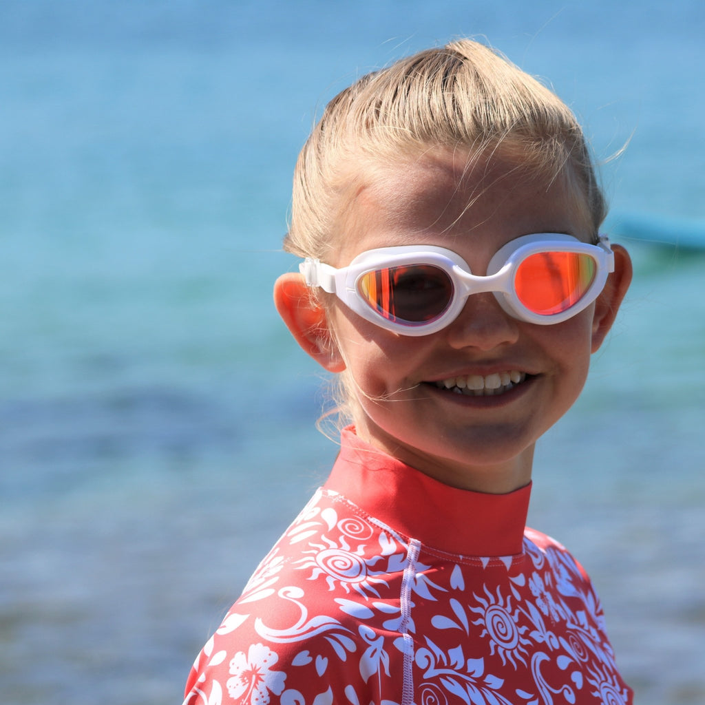 California Sunshine Kids Adult Mirrored tinted lenses UV400 Swimming Goggles Age 7 and upwards - Jody and Lara