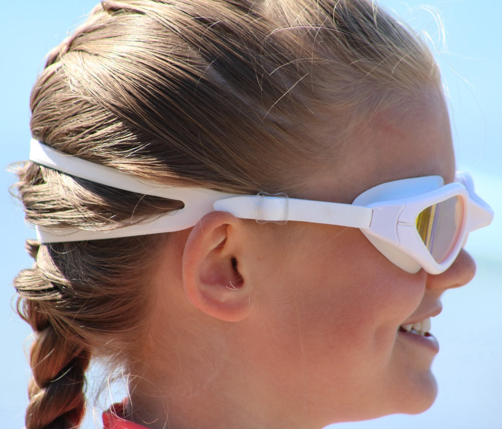 California Sunshine Kids Adult Mirrored tinted lenses UV400 Swimming Goggles Age 7 and upwards - Jody and Lara