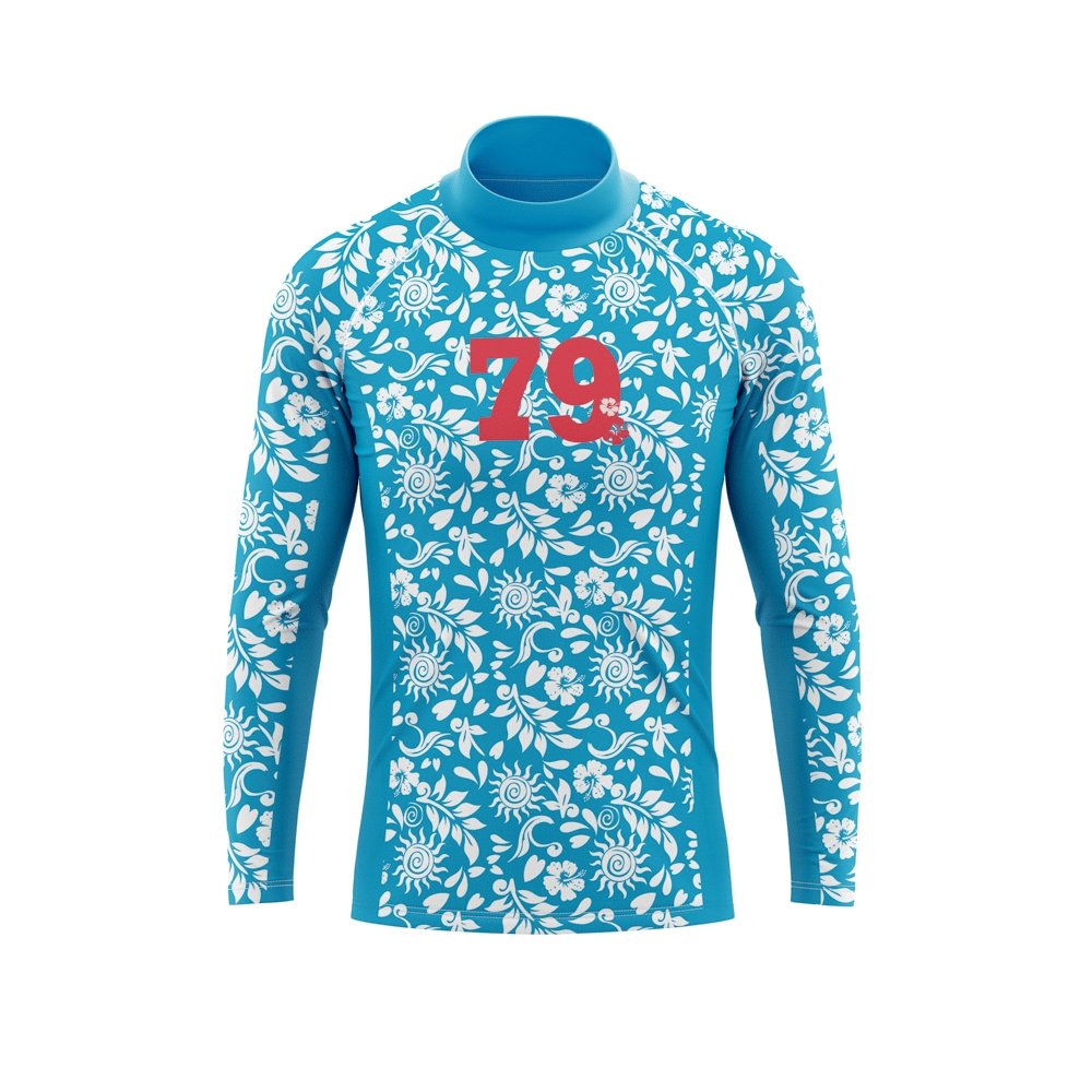 California Sunshine Turquoise and White Floral printed Kids Long Sleeve Rash Vest Age 4-11yrs - Jody and Lara