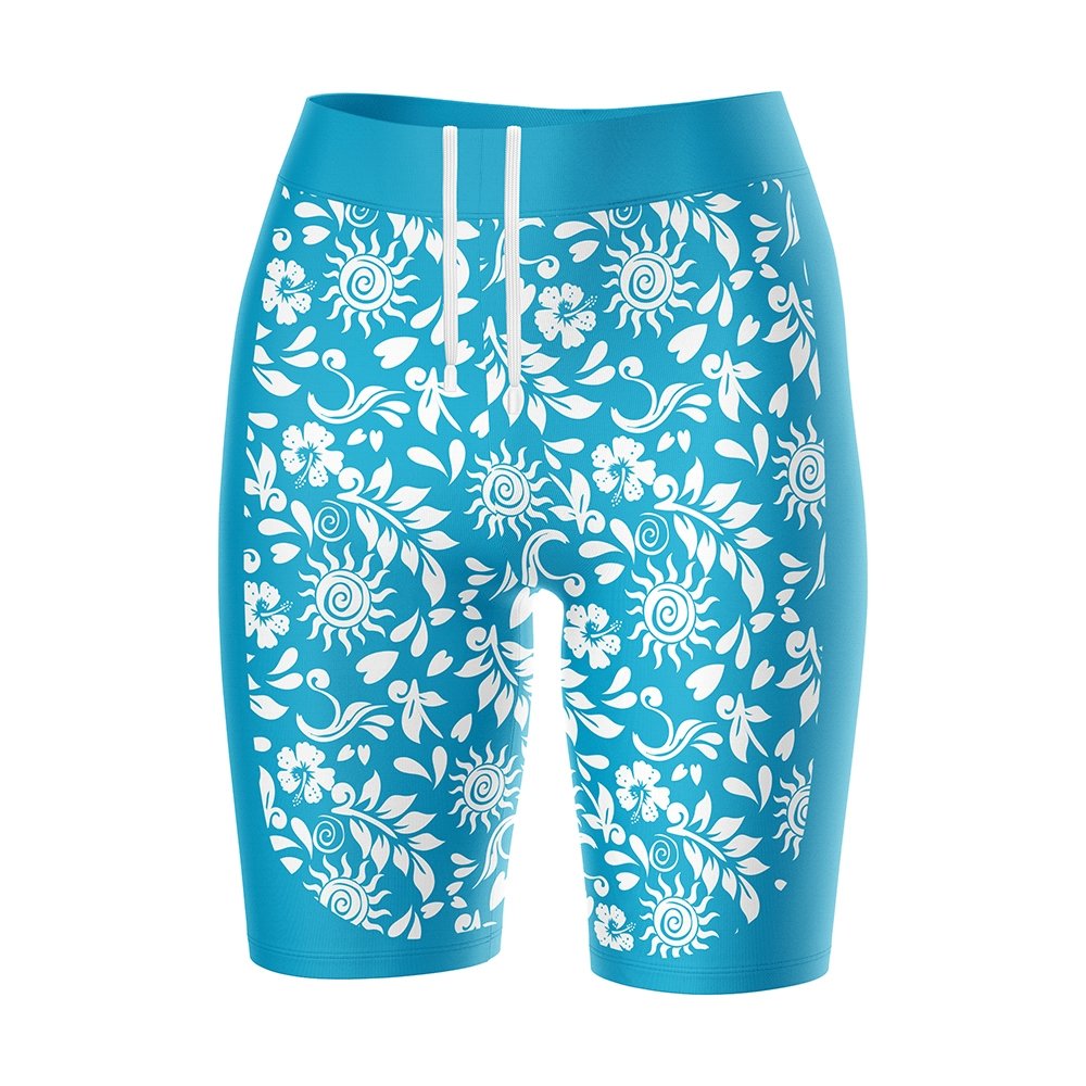Octave Ladies Printed Summer Beach Pool Swim Shorts - Blue Geo Print -  British Thermals