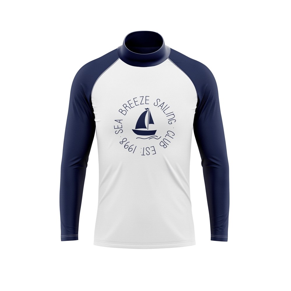 Sea Breeze Navy Long Sleeve Kids Rash Vest with sailboat chest print Age 4-11yrs - Jody and Lara
