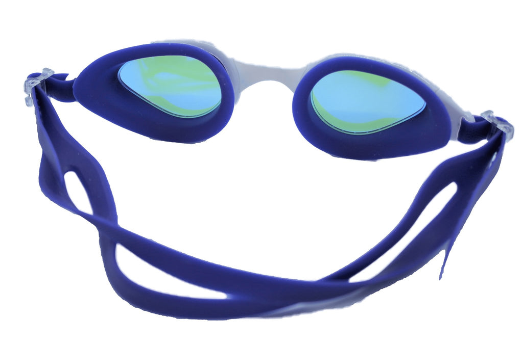 Sea Breeze Navy White Kids Adult Mirrored tinted lenses UV400 Swimming Goggles Age 7 and Upwards - Jody and Lara