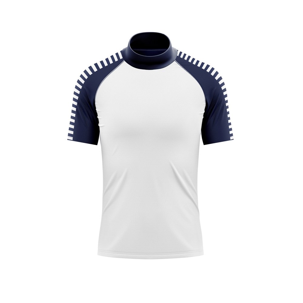 Sea Breeze White Kids Rash Vest with Navy and White stripes sleeves Age 4-11yrs - Jody and Lara